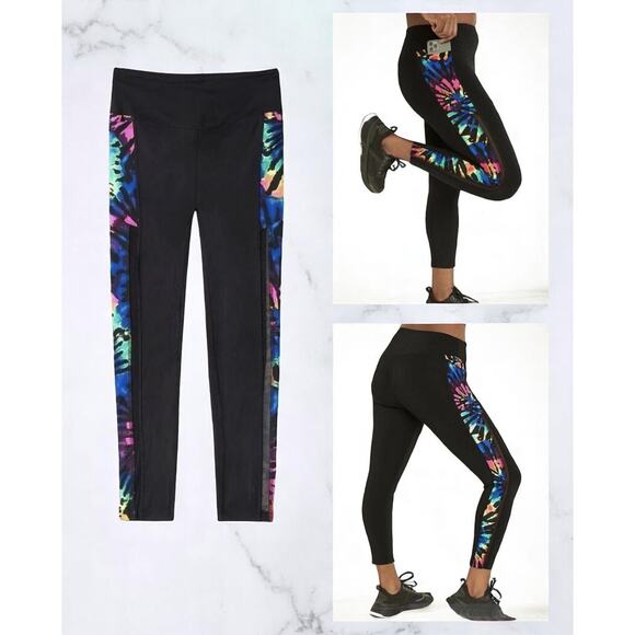 NWT - Pink Victoria's Secret Black Rainbow Tie-Dye Leggings Size: S|P - Picture 3 of 5